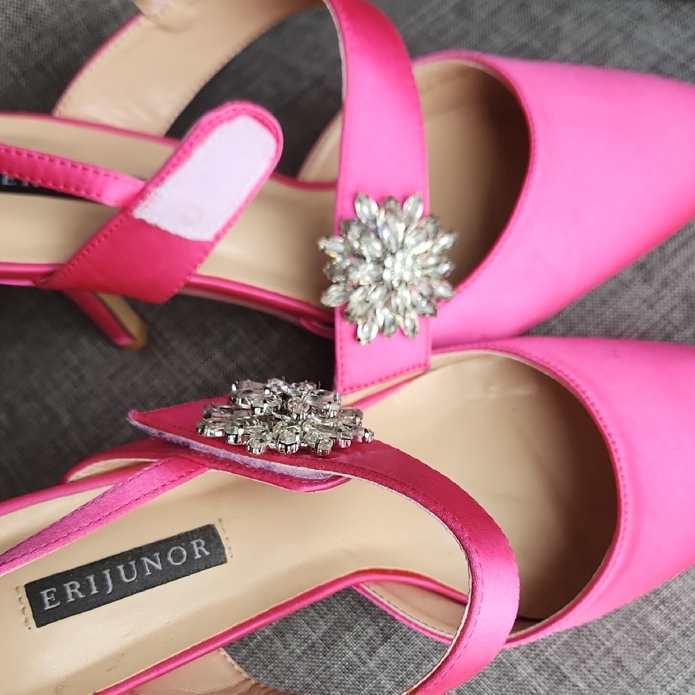 Vibrant Pink Heels with Dazzling Embellishment - Picture 14 of 14